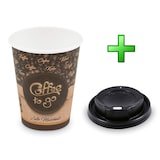 thumbnail of 100x Kaffeebecher L 'Latte Macchiato' mit Trinkdeckel schwarz 350 ml 420 ml