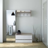 thumbnail of Dmora Mobile da ingresso Brionia, Entratina moderna con appendiabiti, Mobile con scarpiera, Armadietto multifunzione, Cm 50x32h182, Rovere e Bianco