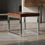 thumbnail of Beistelltisch GUNA Massiv-Holz Sheesham Wohnzimmer-Tisch Metallgestell Couchtisch Landhaus-Stil dunkelbraun