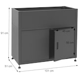 thumbnail of HWC-O85, floreira com canteiro elevado de metal, espaço de arrumação, metal 33kg 91x101x51cm ~ antracite