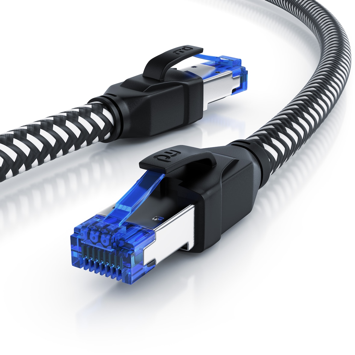 Primewire Patchkabel CAT 8 mit Baumwollummantelung - Gigabit Ethernet LAN Kabel - 40 Gbit/s - S/FTP PIMF Schirmung - Netzwerkkabel - 5m