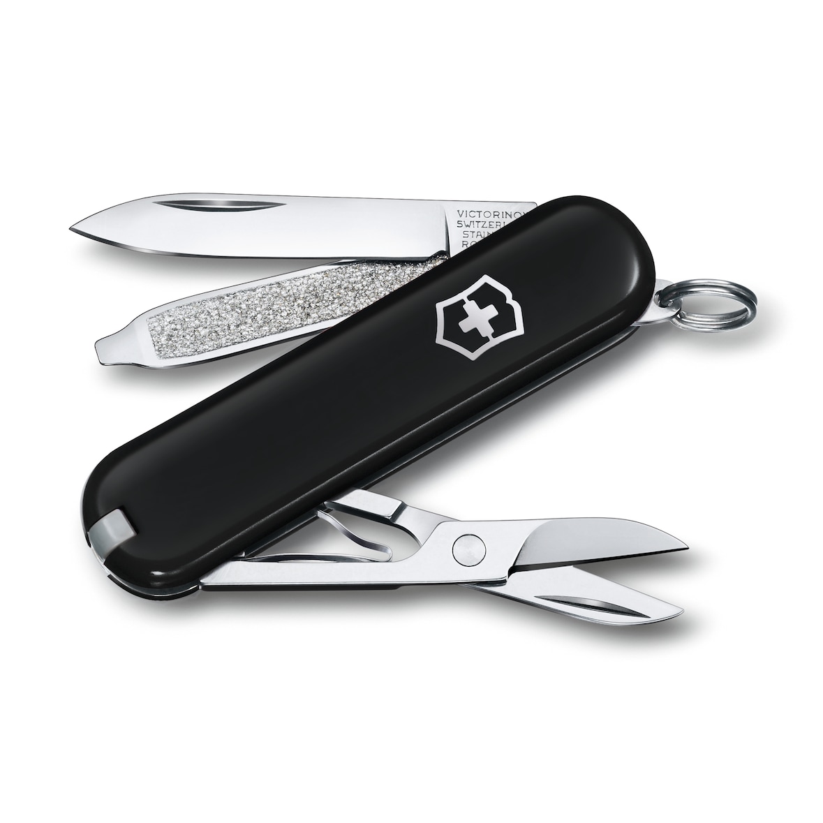 Victorinox coltelli da tasca piccoli multiuso Classic SD Dark Illusion, nero, con 7 strumenti e scatola regalo,  misura 58 mm