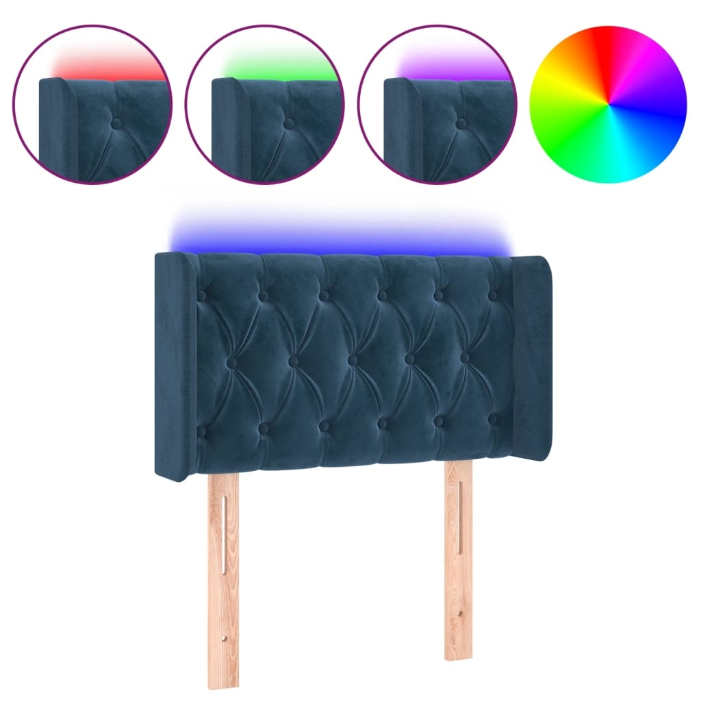 vidaXL LED Kopfteil Dunkelblau 83x16x78/88 cm Samt