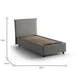 thumbnail of Dmora Letto singolo Cassiopea, Letto contenitore con rivestimento in tessuto, 100% Made in Italy, adatto per materasso Cm 80x200, Grigio