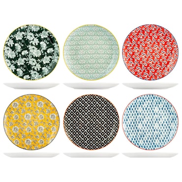 6 x pratos de jantar COLORFUL sortidos - 19 cm - H&H. H&H