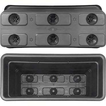 12 Sottovasi Rettangolari In Plastica Per Piante, 29x29 Cm, Altezza 4,4 Cm, Colore Nero, Multiuso Per Interni/Esterni - 2