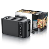 thumbnail of Arendo Toaster für 4 Scheiben Langschlitz 1500 W, Brötchenaufsatz, Wärmeisoliert, Display, Touch, Schwarz