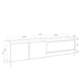thumbnail of TV-Schrank, Lowboard, 212x61x35 cm, Für TV-Geräte bis zu 80", Elektrokamin XXL, Industriedesign, LED, Dunkler Eiche und Schwarz
