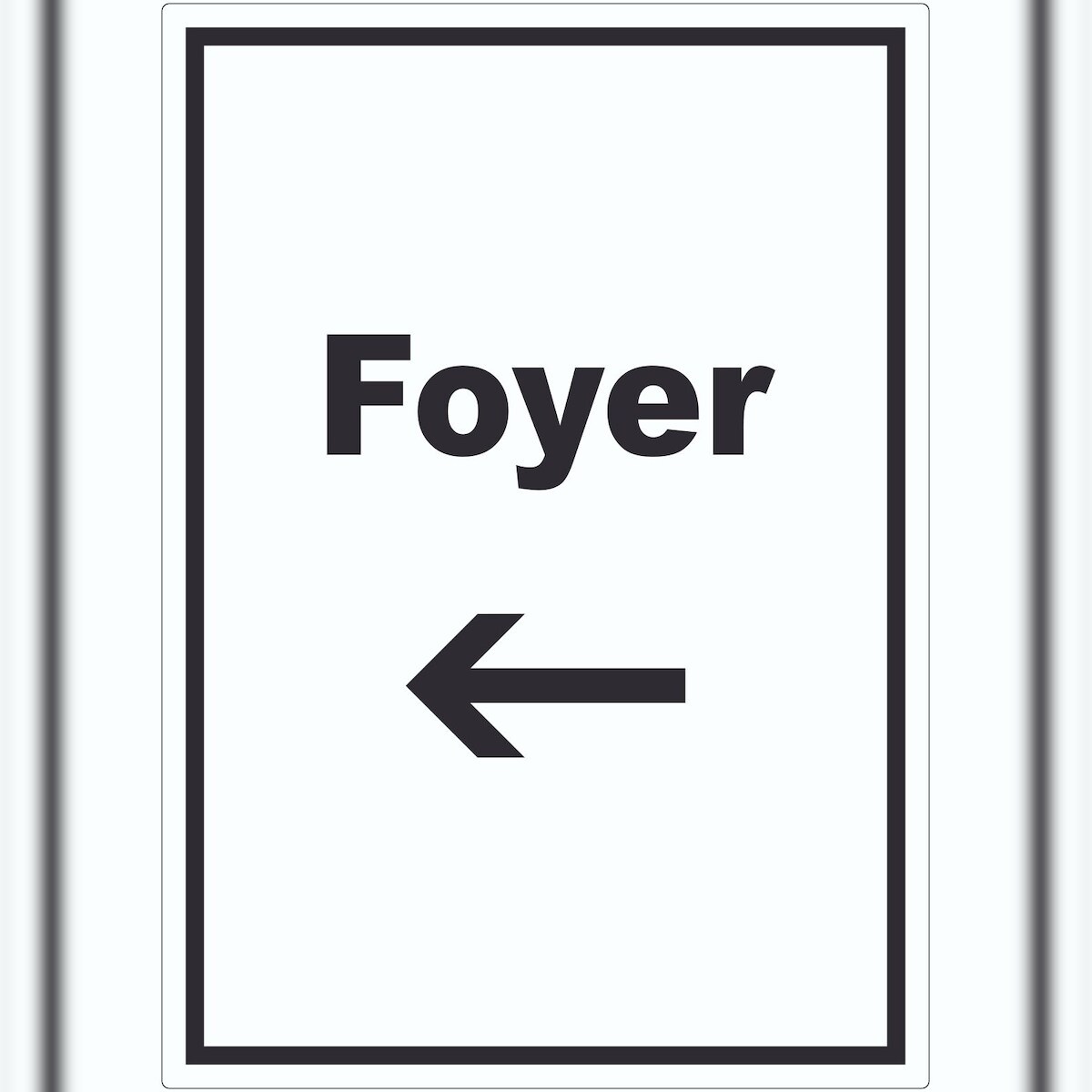 HB-Druck Foyer Aufkleber mit Text und Richtungspfeil links Eingangshalle hochkant A2 (420x594mm)