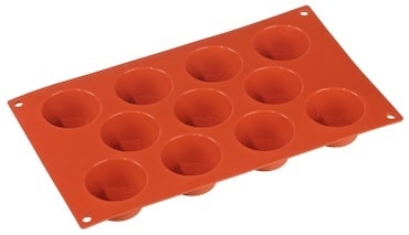METRO PROFESSIONAL Stampo da forno per muffin 11 cavità, silicone, 30 x 17.5 x 2.8 cm, resistente a temperature, impilabile, arancione