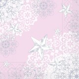 thumbnail of Mank Serviette Tissue Sternenschein in Rose-Silber, 40 x 40 cm, 100 Stück - Weihnachten Sterne