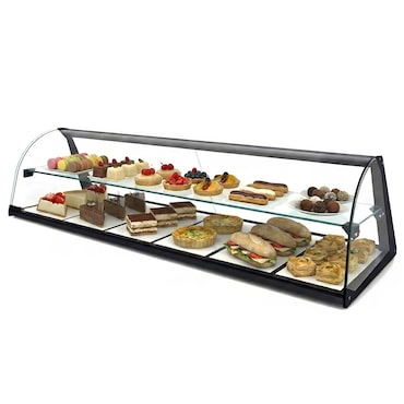 MBH - Vetrina espositiva neutra professionale Snack 84 cm 1 ripiani vetri curvi. Espositore neutro da banco porta brioches per bar e pasticceria.