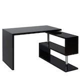 thumbnail of Design hoekbureau HWC-A68, bureautafel bureau, hoogglans draaibaar 120x60cm ~ zwart