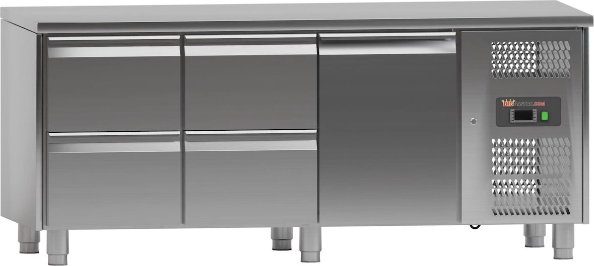 Kühltisch - 1,8 x 0,7 m - 1 Tür und 4 Schubladen - IDEAL