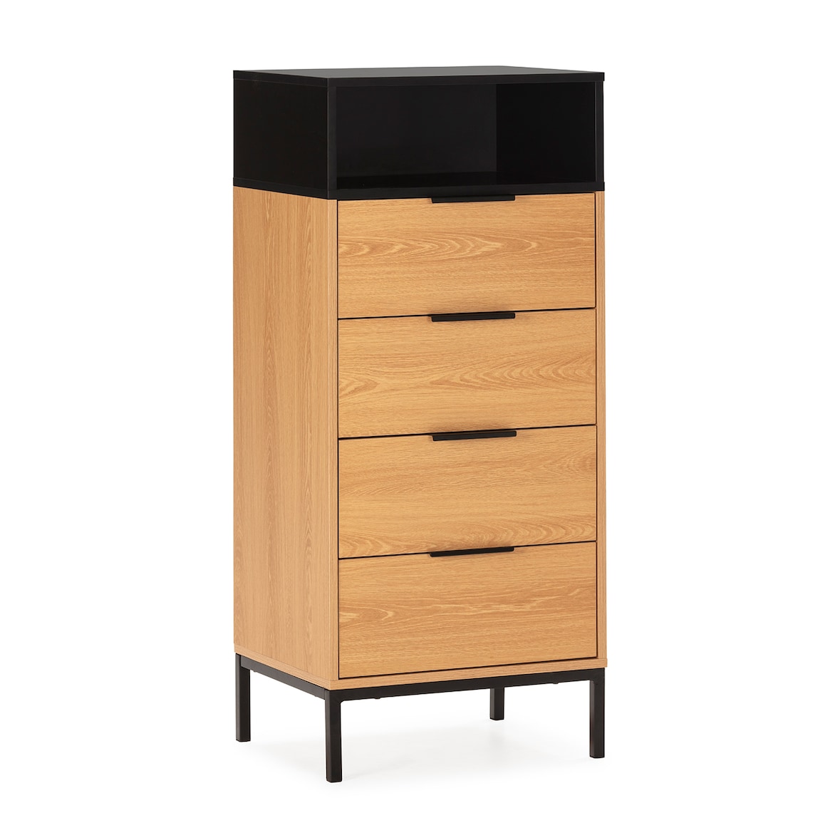 Commode haute Nieve 4 tiroirs couleur Chêne