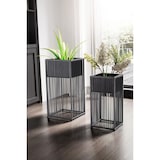 thumbnail of Blumentopf 2er Set Metall Pflanzkübel Schwarz mit Gestell, Quadratisch. 25x25x50 cm | Kadima Design