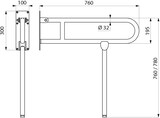 thumbnail of Delabie Stützklappgriff m. Fuß Basic D32 L760 pulverbeschichtet weiß