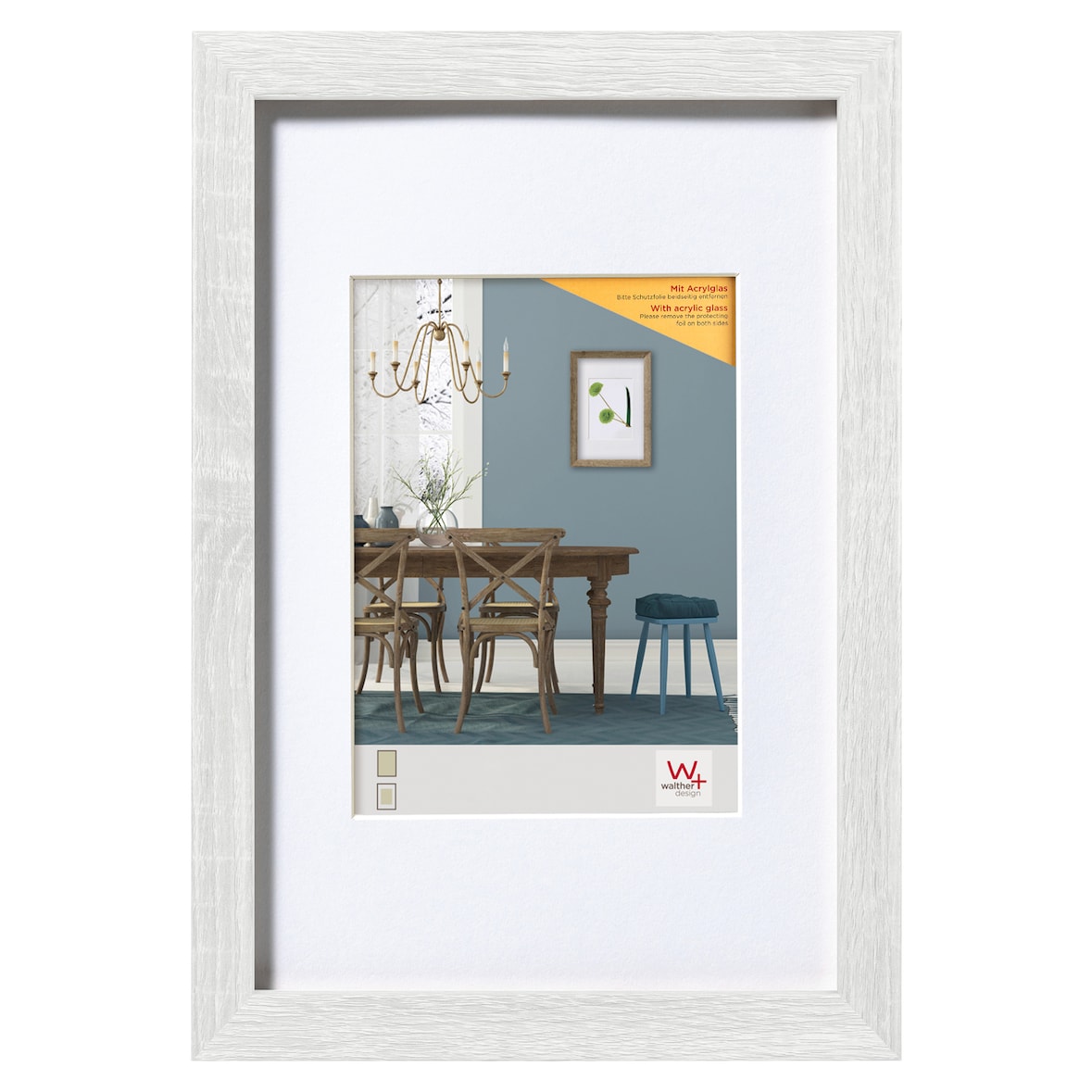 Fiorito Holz Bilderrahmen Kunstglas, 30x40 cm, weiss