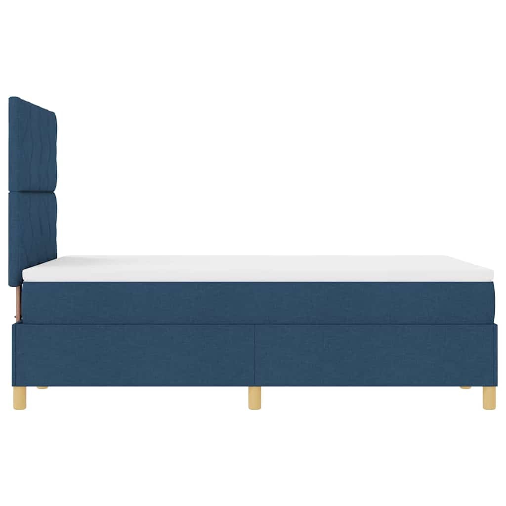 vidaXL Boxspringbett mit Matratze mit Kopfteil Blau 120 x 200 cm Stoff