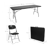 thumbnail of Conjunto dobrável mesa 180 cm e 6 cadeiras com alça catering preto Thinia Home