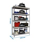 thumbnail of SimonRack Industrieregal, 2000x2100x600 mm, 500 kg am Biegepunkt, 5 Holzböden, Garagenregal, Grau- Simonforte