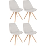 thumbnail of Lot de 4 chaises de salle à manger Sofia en tissu Pieds en bois Crème/Nature (rond)
