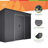 thumbnail of Wasabi - Caseta Metálica de Jardín 3,14m2 Light Anthracite - 2 Rejillas Anticondensación - Puerta Corredera Doble - Techo Inclinado - Cobertizo Metal