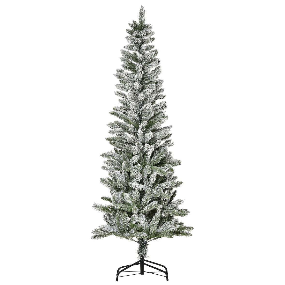 Árbol de Navidad Nevado Artificial 180 cm con 394 Ramas Ignífugas de PVC Base Plegable y Soporte de Acero Decoración Interior Navideña Ø60x180 cm