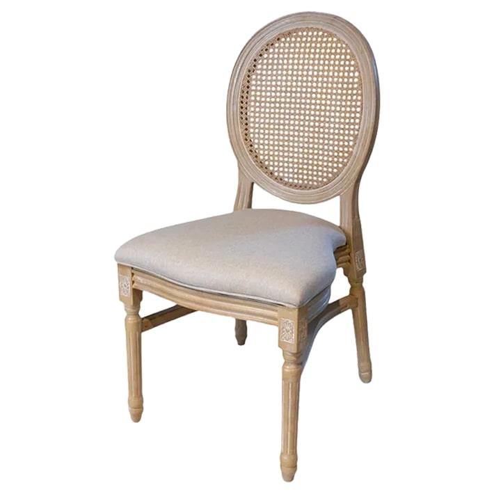 EME Pack 4 Silla Luis XVI Imitación Madera Ratán - Polipropileno
