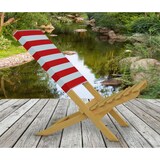 thumbnail of Klappstuhl Strandstuhl Anglerstuhl Gartenstuhl Stuhl zum Zusammenstecken rot-weißem Bezug V-10-353