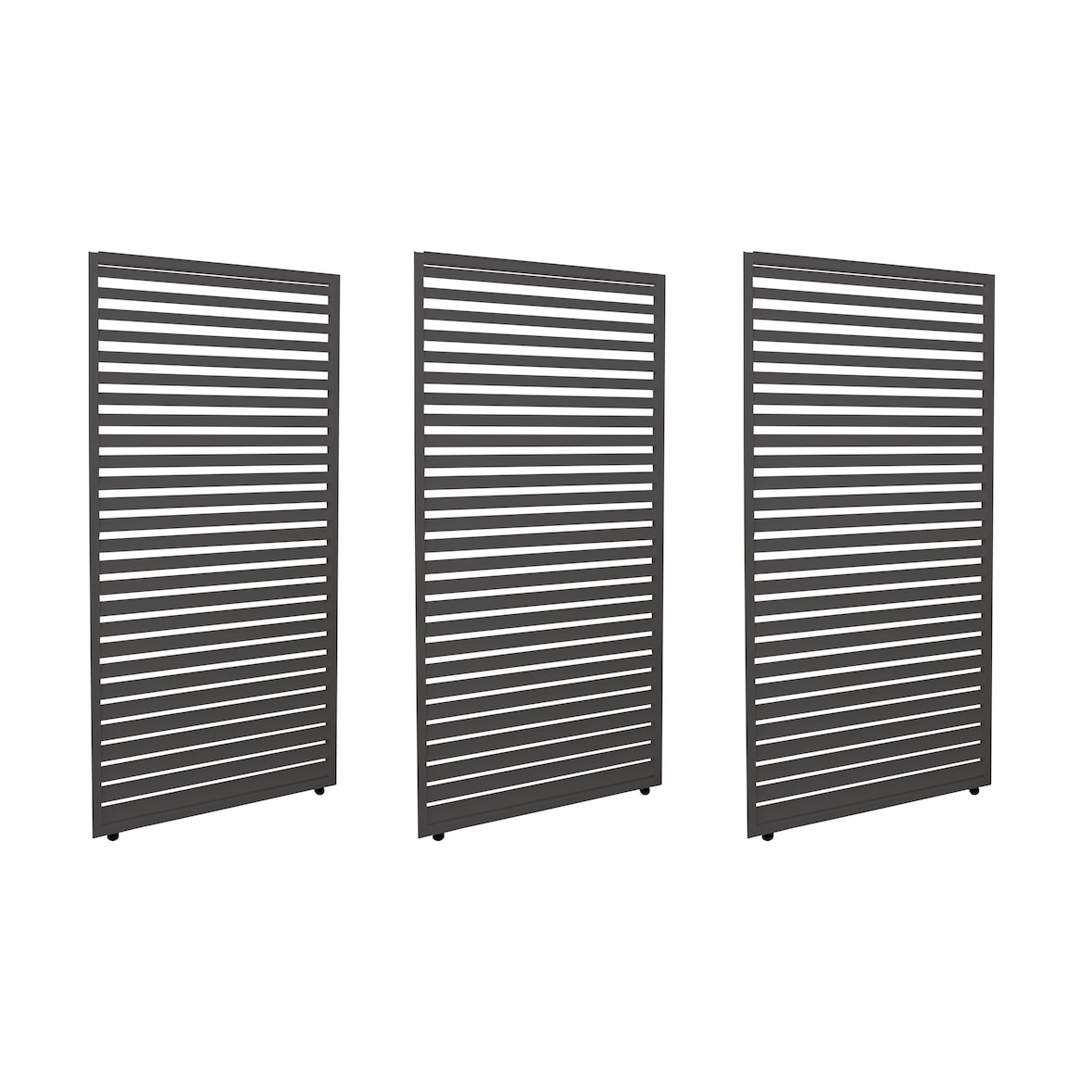 Set van 3 aluminium panelen voor pergola HWC-L46, terrasoverkapping, paneelmodule met lamellen, 204x271cm ~ antraciet