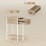 thumbnail of HOMCOM mesa auxiliar estrecha mesita auxiliar industrial con cajón estante abierto y estructura metálica para salón dormitorio 25x39,8x58,2 cm natural