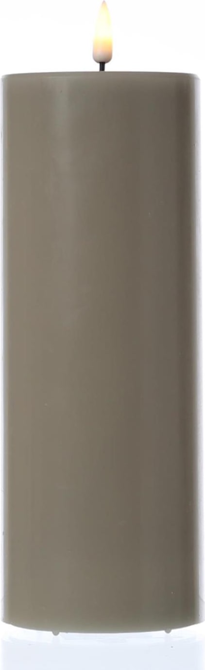LED Kerze Mia Deluxe Echtwachs Wachsspiegel flackernd H: 20cm D: 7,5cm taupe