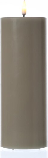 thumbnail of LED Kerze Mia Deluxe Echtwachs Wachsspiegel flackernd H: 20cm D: 7,5cm taupe