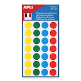 thumbnail of Lot de 5 Etui de 140 pastilles adhésives col. assortis, diam. 15 mm (5 feuilles / cdt)