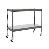 thumbnail of Schwerlastregal mit Rollen, 975x1500x450 mm, 75 kg Biegetragfähigkeit pro Boden, 2 Metallböden, Garagenregal, Grau/Verzinkt - Ecoforte