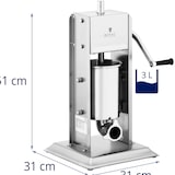 thumbnail of Royal Catering - Royal Catering Poussoir À Saucisse Machine A Viande Manuel Vertical Bourreuse Embosseuse Charcuterie Main RCWV-3L (Volume 3 l,