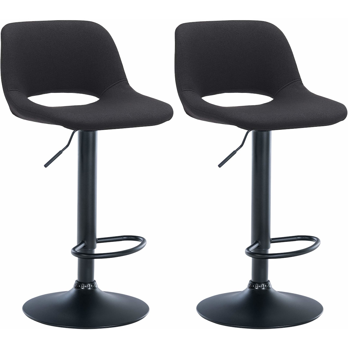 Set de 2 Taburetes de bar en tela Negro/Metal negro mate