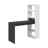 thumbnail of Dmora Schreibtisch Denton, Wendeschreibtisch mit Bücherregal mit 5 Böden, Studier- oder Bürotisch für PC-Buchhalter, 120x53h144 cm, Weiß und Anthrazit