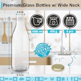 thumbnail of 6 leeren Glasflaschen à 1000 ml mit Deckel - Glasflaschen für Saft, Milch, Grillen, Saucen