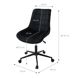 thumbnail of Bürostuhl, Schwarz, Sitzfläche aus Samt, Metallgestell, Polsterstuhl mit Rückenlehne, höhenverstellbar, 360° Drehstuhl mit 5 Rollen