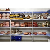 thumbnail of Alu Tournus-legbord met geperforeerde kunststof panelen:  1092mm lang, 400mm diep, 1750mm hoog, 4 niveaus Basislegbord Draagvermogen: 200 kg/niveau