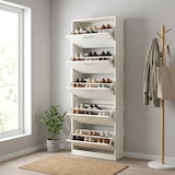 thumbnail of Scarpiera Salvaspazio 5 Ante Mobile Ingresso Slim Legno 63x24x185 cm - Bianco