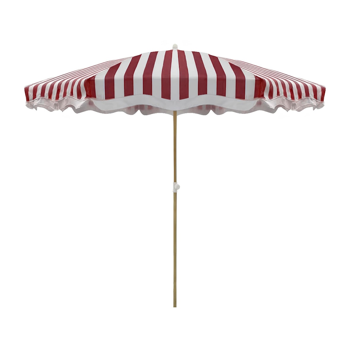 Now's Home - Parasol en tissu avec rayures coquelicot et blanc diam 240cm isola