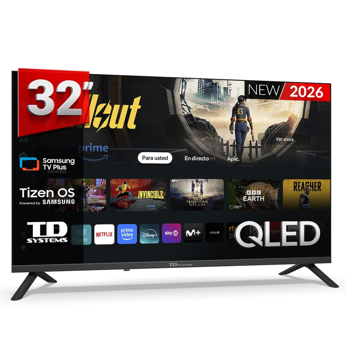 TD Systems - Smart TV 32 pulgadas QLED. Samsung Tizen OS 8.0. Sintonizador triple (DVB-T2/C/S2). Samsung Gaming Hub. TV 2026 - M32QC22TIZEN