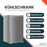 thumbnail of homeX Kühlschrank ohne Gefrierfach, Vollraumkühlschrank klein - 88 Liter, Tischkühlschrank freistehend, silber, CS1016-S