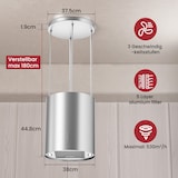 thumbnail of A+ Inselhaube Umluft Freihängend mit 530 m³/h Luftleistung, Insel Dunstabzugshaube mit 2 Aktivkohlefiltern, 1 Fettfilter, 3 Stufen & Booster, 2 LEDs
