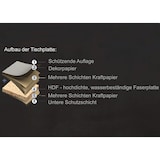 thumbnail of Esszimmertisch HWC-M57, Esstisch, Massiv-Holz Laminat Melamin 160-200x90cm, ausziehbar Beton-Optik, braune Beine