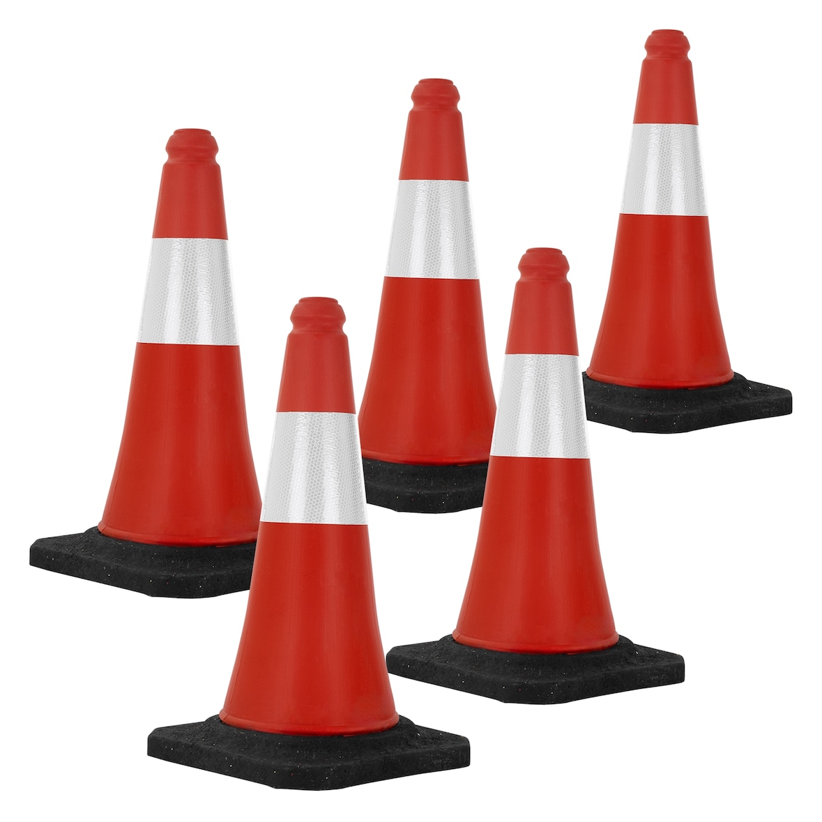 ECD Germany 5 x Verkehrskegel 51 cm Rot-Weiß mit Fuß Reflektierend Warnkegel Leitkegel Verkehrshütchen Markierungskegel