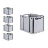 thumbnail of PROREGAL 5x Eurobox NextGen Grip mit Scharnierdeckel & grünen Verschlüssen | HxBxT 32x30x40cm | 30 Liter | Griffe offen | Glatter Boden